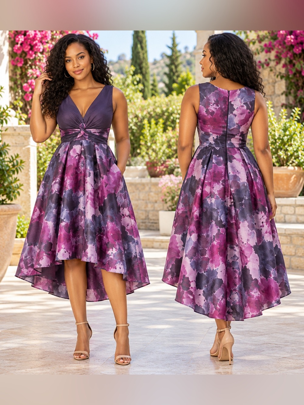 Lela Rose for Neiman Marcus Target Size 6 Floral Silk Blend High Low Dress 6